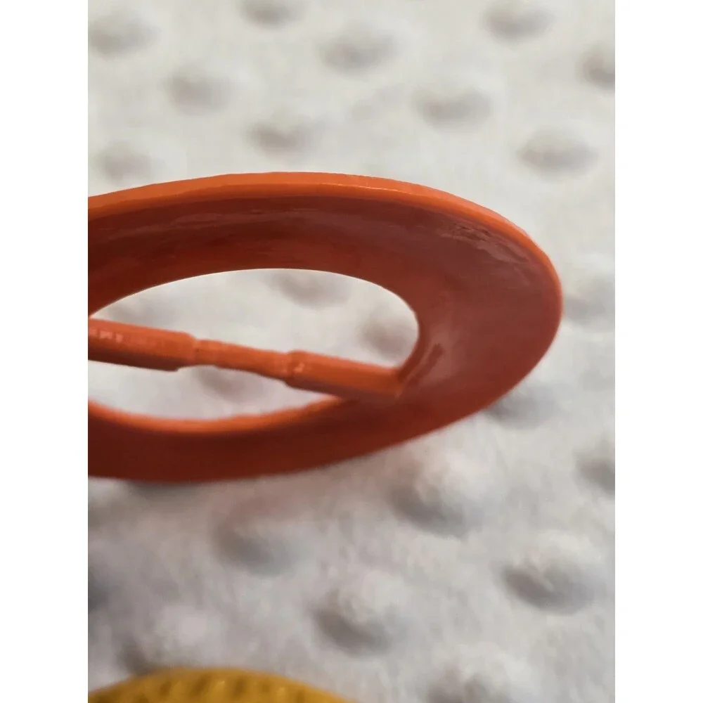 Vintage 1980s Plastic T-Shirt, And Scarf Slide Buckle Set Of 2 Orange Yellow MCM